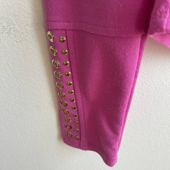 Truce Stylish Pink Long Sleeve Kids Tee with Embellished Sleeves - Picture 3 of 5